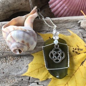 Celtic Sea glass Necklace 18” chain